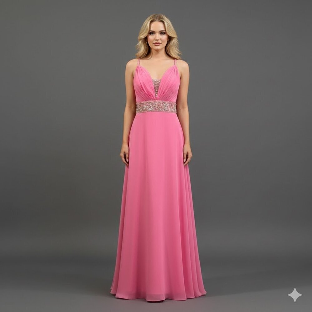 Mystique Boutique Fuchsia Prom Chiffon Dress